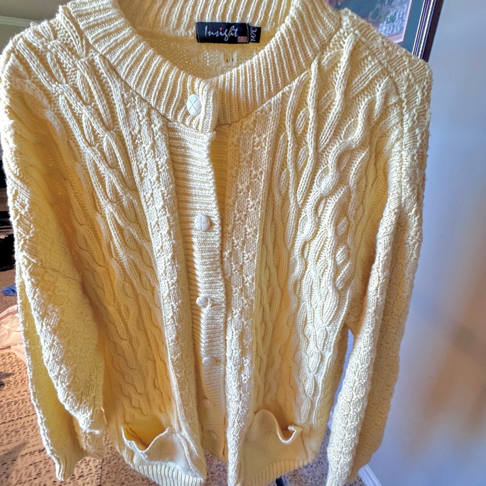 Insight Women's Yellow Cable Knit Cardigan